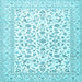 Square Machine Washable Persian Light Blue Traditional Rug, wshtr4589lblu