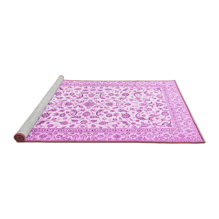 Sideview of Machine Washable Persian Pink Traditional Rug, wshtr4589pnk