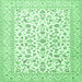 Square Persian Emerald Green Traditional Rug, tr4589emgrn