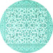 Round Persian Turquoise Traditional Rug, tr4589turq