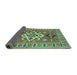 Sideview of Geometric Turquoise Traditional Rug, tr458turq