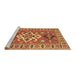 Sideview of Machine Washable Geometric Brown Traditional Rug, wshtr458brn