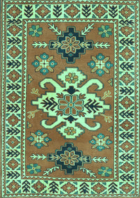 Geometric Turquoise Traditional Rug, tr458turq