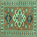 Square Geometric Turquoise Traditional Rug, tr458turq