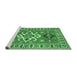 Sideview of Machine Washable Geometric Emerald Green Traditional Area Rugs, wshtr458emgrn