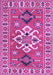 Machine Washable Geometric Purple Traditional Area Rugs, wshtr458pur