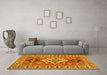 Machine Washable Geometric Yellow Traditional Rug in a Living Room, wshtr458yw