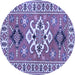 Round Geometric Blue Traditional Rug, tr458blu