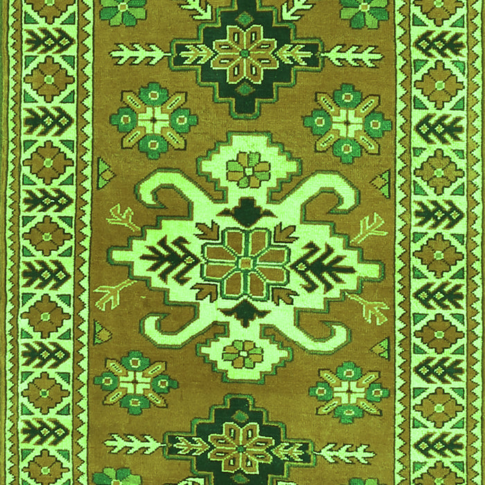 Serging Thickness of Machine Washable Geometric Green Traditional Area Rugs, wshtr458grn