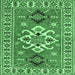 Square Geometric Emerald Green Traditional Rug, tr458emgrn