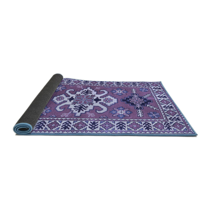 Sideview of Geometric Blue Traditional Rug, tr458blu