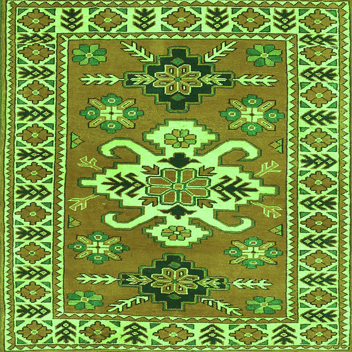 Round Machine Washable Geometric Green Traditional Area Rugs, wshtr458grn