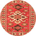 Square Geometric Orange Traditional Rug, tr458org