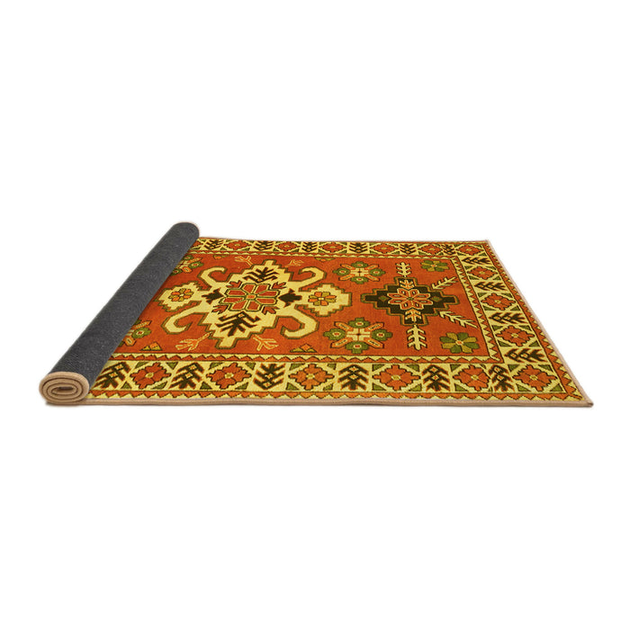 Sideview of Geometric Yellow Traditional Rug, tr458yw
