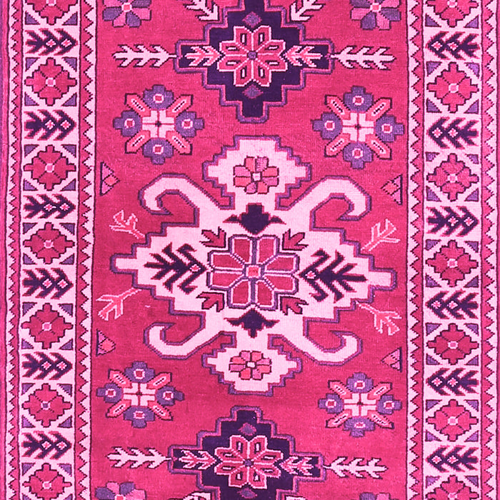 Machine Washable Geometric Pink Traditional Rug, wshtr458pnk