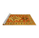 Sideview of Machine Washable Geometric Yellow Traditional Rug, wshtr458yw