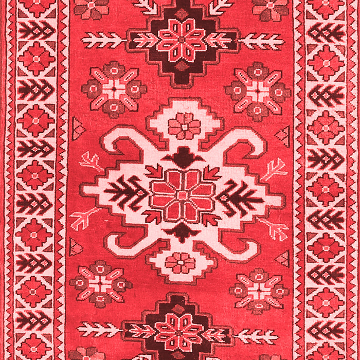 Machine Washable Geometric Red Traditional Rug, wshtr458red
