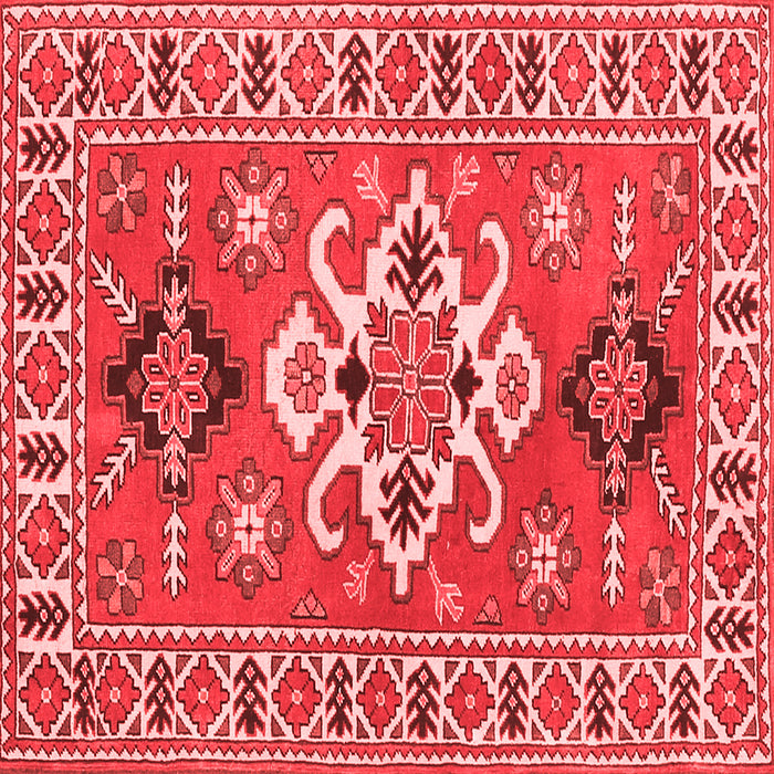 Machine Washable Geometric Red Traditional Rug, wshtr458red