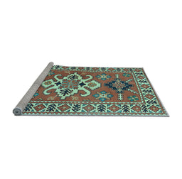 Sideview of Machine Washable Geometric Light Blue Traditional Rug, wshtr458lblu