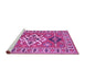 Sideview of Machine Washable Geometric Purple Traditional Area Rugs, wshtr458pur