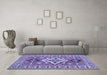 Machine Washable Geometric Blue Traditional Rug in a Living Room, wshtr458blu