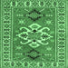 Square Machine Washable Geometric Emerald Green Traditional Area Rugs, wshtr458emgrn