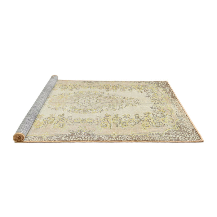 Sideview of Machine Washable Traditional Gold Rug, wshtr459