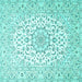 Square Medallion Turquoise Traditional Rug, tr4590turq