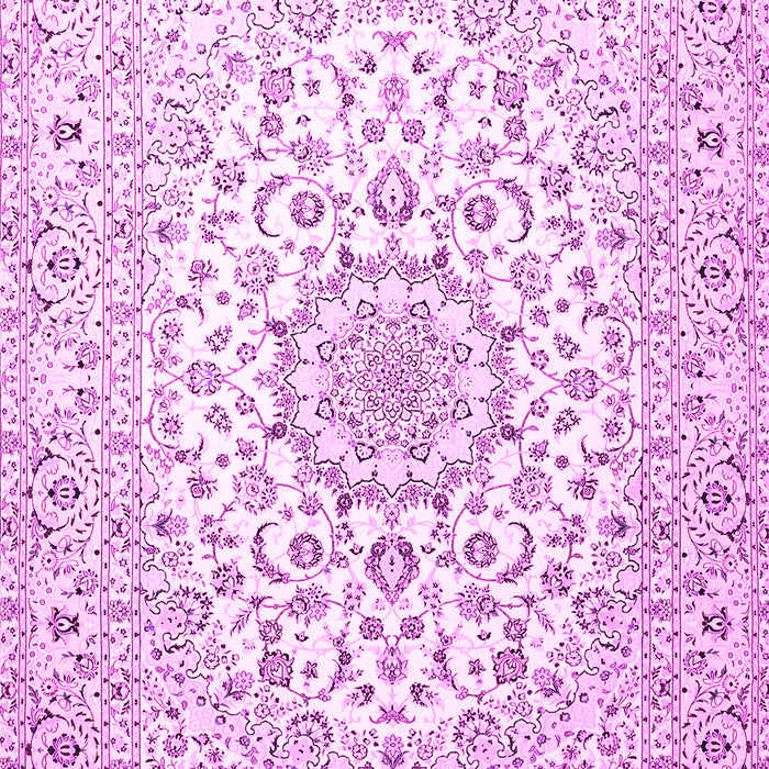 Machine Washable Medallion Pink Traditional Rug, wshtr4590pnk