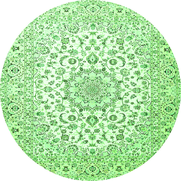 Machine Washable Medallion Green Traditional Area Rugs, wshtr4590grn