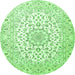 Machine Washable Medallion Green Traditional Area Rugs, wshtr4590grn