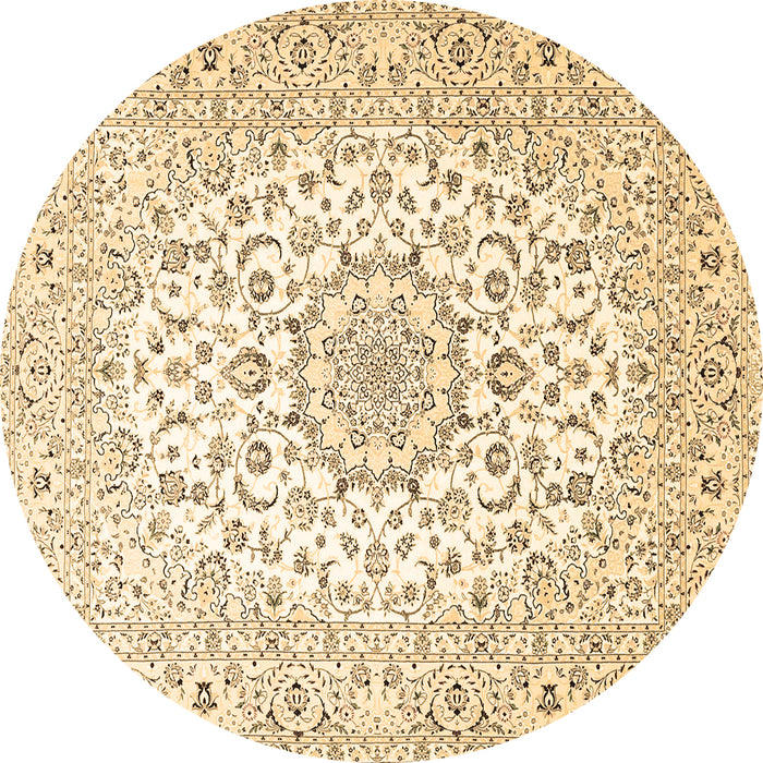 Round Medallion Brown Traditional Rug, tr4590brn