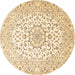 Round Medallion Brown Traditional Rug, tr4590brn