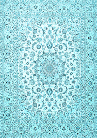 Medallion Light Blue Traditional Rug, tr4590lblu