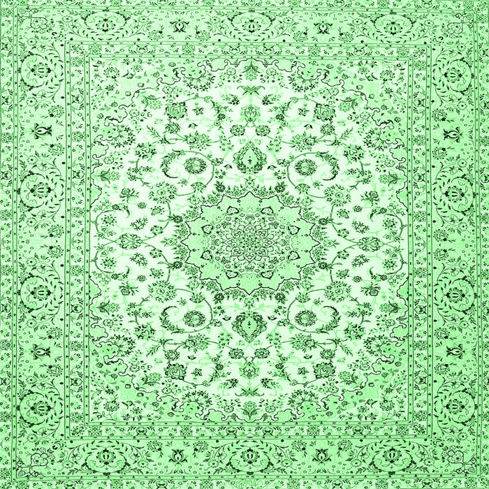 Square Machine Washable Medallion Emerald Green Traditional Area Rugs, wshtr4590emgrn