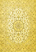 Machine Washable Medallion Yellow Traditional Rug, wshtr4590yw