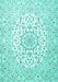 Machine Washable Medallion Turquoise Traditional Area Rugs, wshtr4590turq