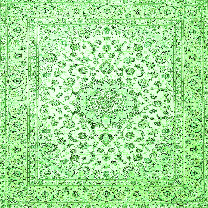 Serging Thickness of Medallion Green Traditional Rug, tr4590grn