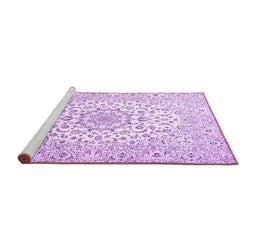 Sideview of Machine Washable Medallion Purple Traditional Area Rugs, wshtr4590pur