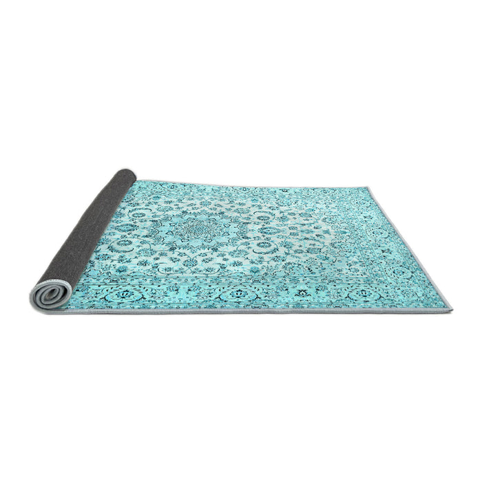 Sideview of Medallion Light Blue Traditional Rug, tr4590lblu