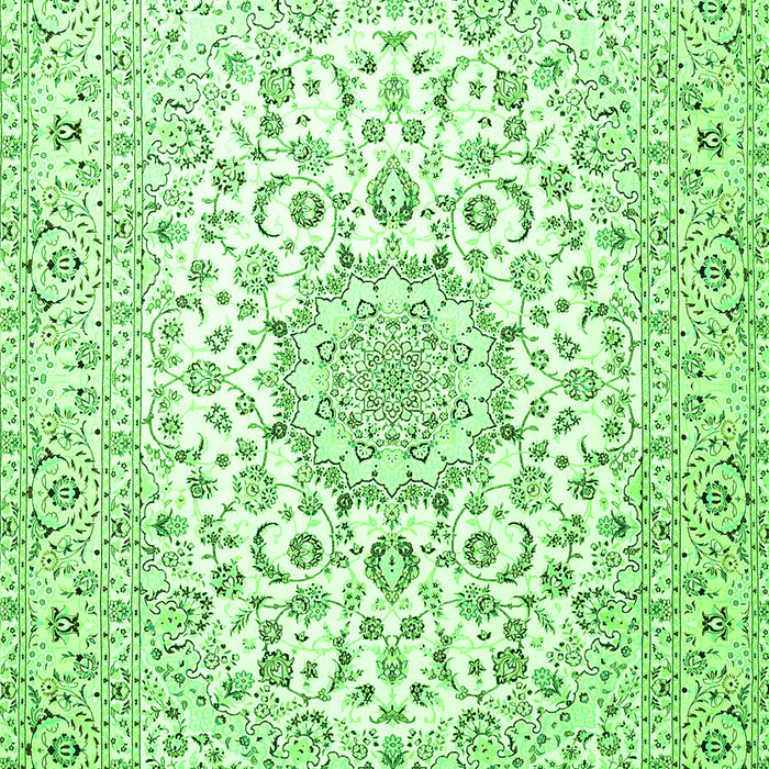 Serging Thickness of Machine Washable Medallion Green Traditional Area Rugs, wshtr4590grn