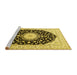 Sideview of Machine Washable Medallion Yellow Traditional Rug, wshtr4591yw