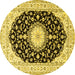 Round Medallion Yellow Traditional Rug, tr4591yw