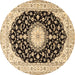 Round Machine Washable Medallion Brown Traditional Rug, wshtr4591brn