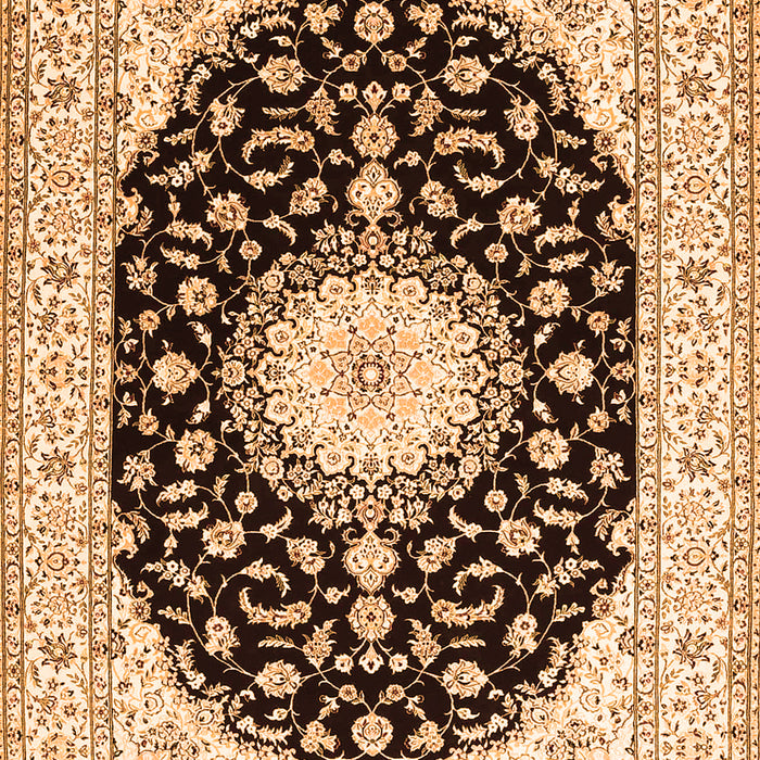 Serging Thickness of Machine Washable Medallion Orange Traditional Area Rugs, wshtr4591org