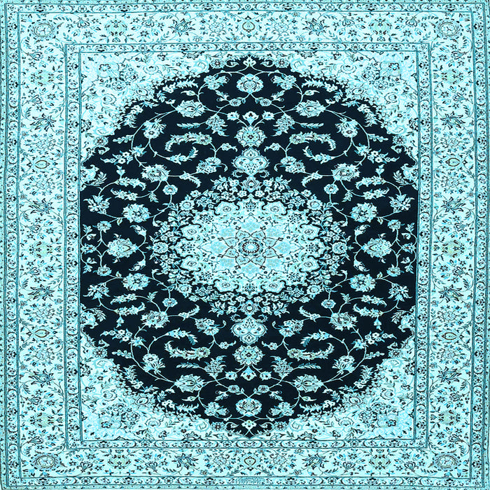 Square Medallion Light Blue Traditional Rug, tr4591lblu