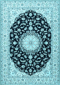 Medallion Light Blue Traditional Rug, tr4591lblu