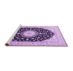 Sideview of Machine Washable Medallion Purple Traditional Area Rugs, wshtr4591pur