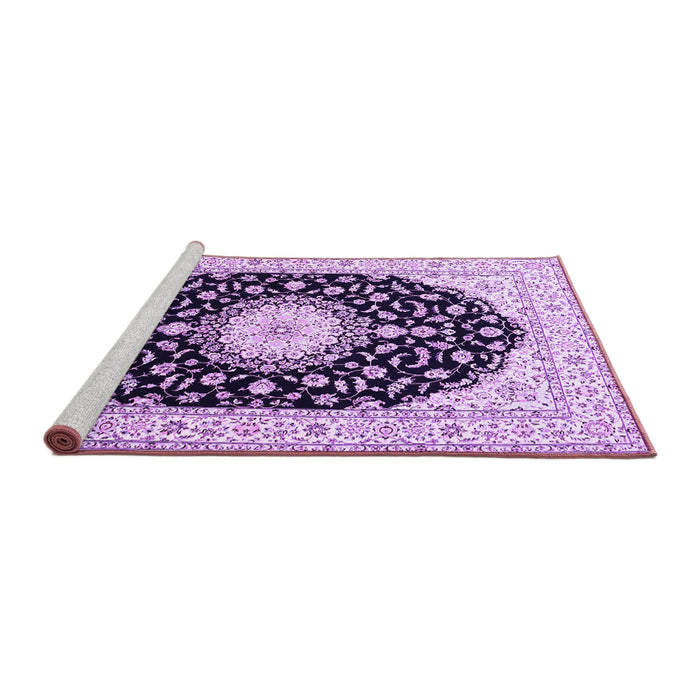 Sideview of Machine Washable Medallion Purple Traditional Area Rugs, wshtr4591pur