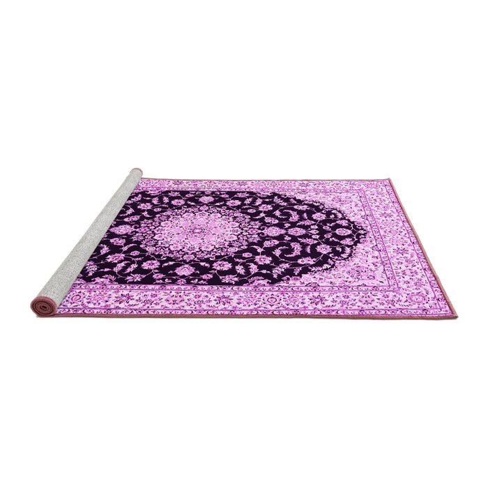Sideview of Machine Washable Medallion Pink Traditional Rug, wshtr4591pnk